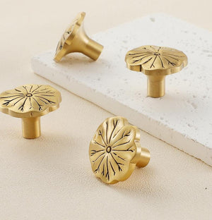 Solid Brass Lotus Cabinet Pulls & Knobs - Gold Finish for Cabinets - view 8