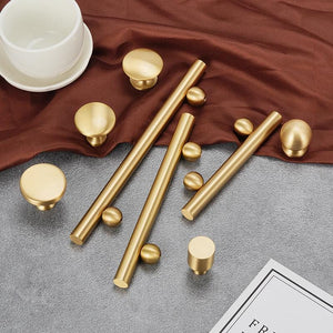 Solid Brass Fluted Cabinet Pulls & Knobs - Matte Gold Finish - #1 / 1 pc