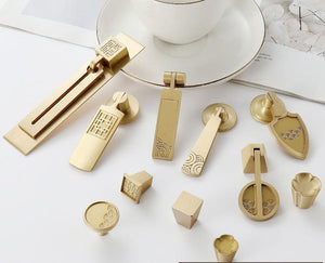 Solid Brass Floral Cabinet Pulls & Knobs - Gold Finish for Cabinets - #1 - 26mm / 1pc