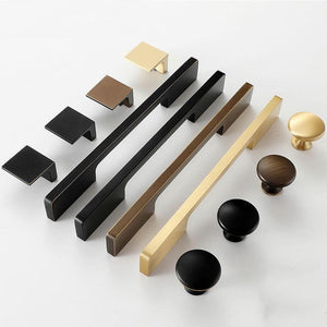 Solid Brass Square Cabinet Pulls & Knobs - Black Finish Hardware - #1 Black / 1pc