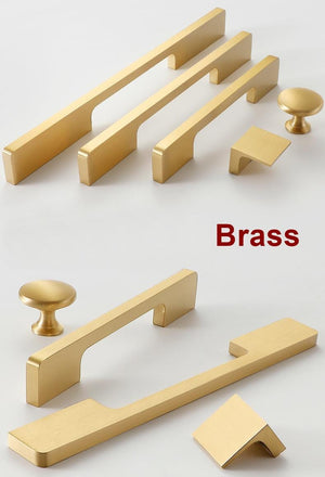 Solid Brass Square Cabinet Pulls & Knobs - Black Finish Hardware - #2 Black / 1pc