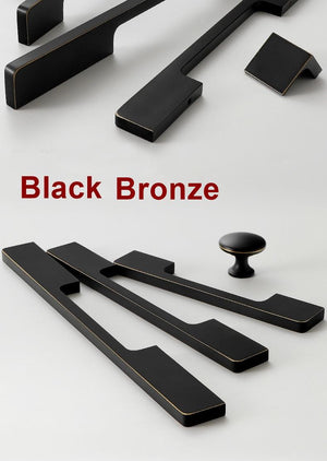 Solid Brass Square Cabinet Pulls & Knobs - Black Finish Hardware - #2 Brass / 1pc