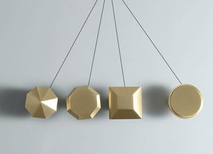 Solid Brass Geometric Cabinet Ring Pulls - Brushed Gold Finish - #7 / 1pc