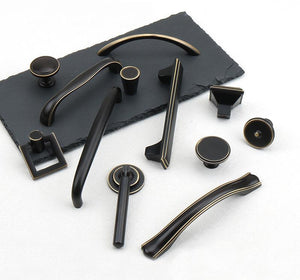 Solid Brass Ring Cabinet Edge Pulls - Black Finish for Wardrobes - #1 - 33mm / 1pc