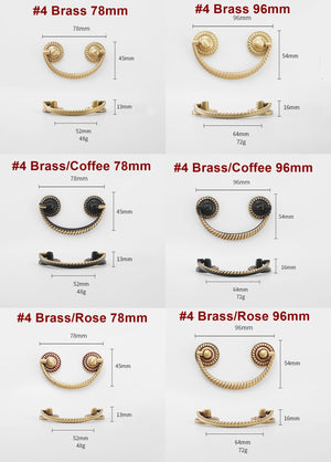 Solid Brass Floral Cabinet Pulls & Knobs - Black Finish Hardware - #2 Brass 130mm / 1pc