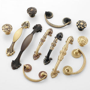 Solid Brass Floral Cabinet Pulls & Knobs - Black Finish Hardware - #2 Br/Coffee 130mm / 1pc