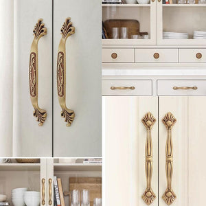 Solid Brass Floral Cabinet Pulls & Knobs - Antique Bronze Finish - #1 - 128mm / 1pc