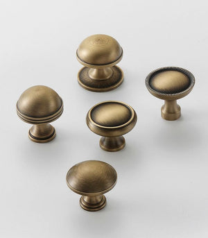 Solid Brass Round Cabinet Pulls & Knobs - Aged Bronze Finish - #7 / 1pc