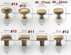 Solid Brass Vintage Cabinet Pulls & Knobs - Gold Finish Hardware - #4 - 28mm / 1pc