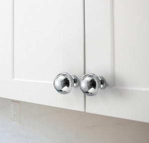 Solid Brass Round Cabinet Pulls & Knobs - Polished Silver Finish - #8 / 1pc