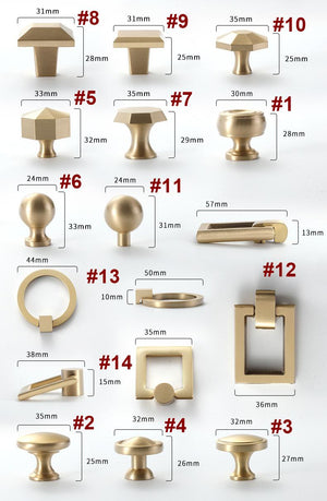 Solid Brass Geometric Cabinet Pulls & Knobs - Matte Gold Finish - #2 / 1pc