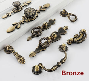 Solid Brass Floral Cabinet Pulls & Knobs - Bronze Finish Hardware - #2 Bronze 153mm / 1pc