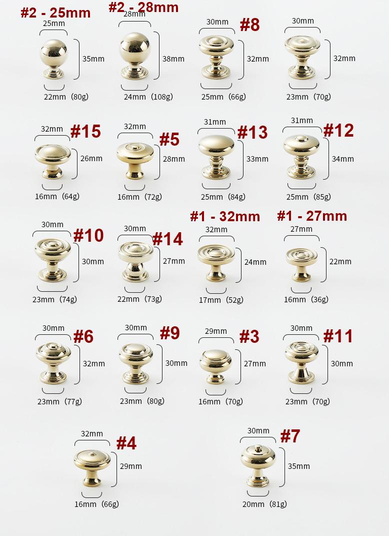 Modern Polished Gold Solid Brass Cabinet Knobs Luxury Drawer Pulls Smooth Round Design Kitchens Dressers Wardrobe Furniture