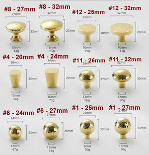 Solid Brass Geometric Cabinet Pulls & Knobs - Gold Finish Hardware - #1 - 27mm / 1pc