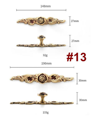 Solid Brass Floral Cabinet Pulls & Knobs - Bronze Finish Hardware - #3 - 26mm / 1pc