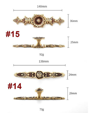 Solid Brass Floral Cabinet Pulls & Knobs - Bronze Finish Hardware - #3 - 32mm / 1pc