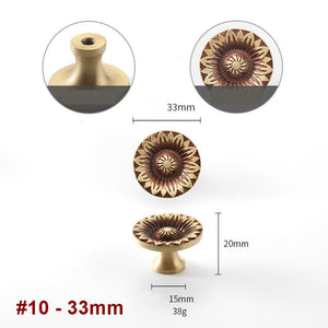 Solid Brass Floral Cabinet Pulls & Knobs - Gold Finish for Cabinets - #3 - 26mm / 1pc