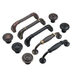 Solid Brass Vintage Cabinet Pulls & Knobs - Red Bronze Finish - #4 Black / 1pc