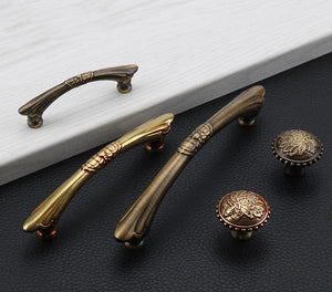 Solid Brass Round Cabinet Pulls & Knobs - Aged Bronze Finish - Gold - 128mm / 1pc