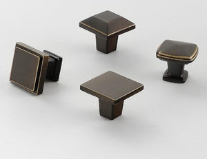 Solid Brass Geometric Cabinet Ring Pulls - Antique Bronze Finish - #9 / 1pc