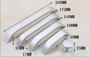 Solid Brass Round Cabinet Pulls & Knobs - Black Finish for Cabinets - 96mm - Matte Silver / 1pc