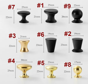 Alloy Round Cabinet Pulls & Knobs - Matte Gold Finish for Cabinets - #1 Matte Black / 1pc