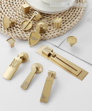 Solid Brass Floral Cabinet Pulls & Knobs - Gold Finish for Cabinets - #4 - 23mm / 1pc