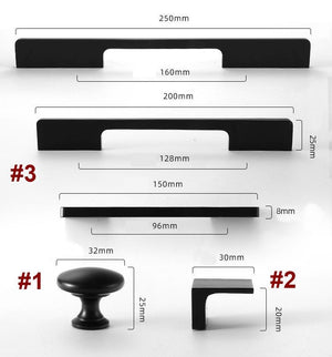 Solid Brass Square Cabinet Pulls & Knobs - Black Finish Hardware - #1 Coffee / 1pc