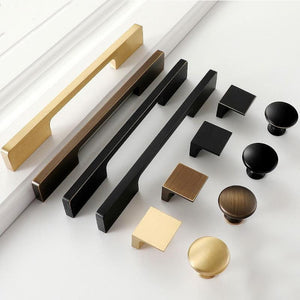Solid Brass Square Cabinet Pulls & Knobs - Black Finish Hardware - #3 Black 96mm / 1pc