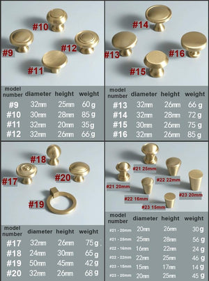 Solid Brass Geometric Cabinet Ring Pulls - Brushed Gold Finish - #3 / 1pc