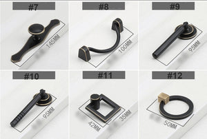 Solid Brass Ring Cabinet Edge Pulls - Black Finish for Wardrobes - #3 - 131mm / 1pc