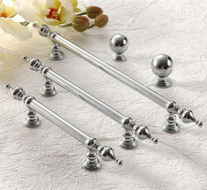 Solid Brass Ornate Cabinet Pulls & Knobs - Polished Silver Finish - #3 - 128mm / 1pc