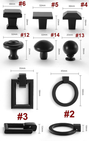 Solid Brass Geometric Cabinet Pulls & Knobs - Black Finish Hardware - #2 / 1pc