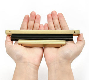 Solid Brass Geometric Cabinet Pulls & Knobs - Brushed Gold Finish - #4 Brass 128mm / 1pc