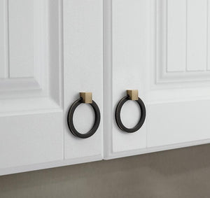 Solid Brass Mid-Century Cabinet Pulls & Knobs - Black Finish - #3 Black / 1pc