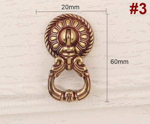 Solid Brass Floral Cabinet Ring Pulls - Black Finish for Cabinets - #2 Coffee 27mm / 1pc