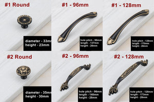 Solid Brass Round Cabinet Pulls & Knobs - Black Finish for Cabinets - #1 - 96mm / 1pc