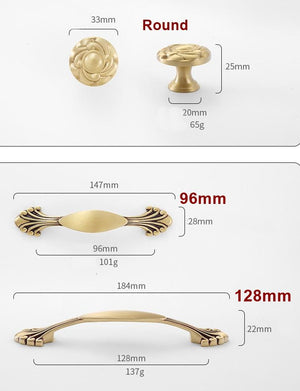 Solid Brass Round Cabinet Pulls & Knobs - Brushed Gold Finish - Coffee - 96mm / 1pc