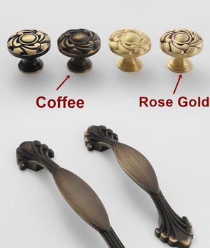 Solid Brass Round Cabinet Pulls & Knobs - Brushed Gold Finish - Coffee - 128mm / 1pc