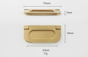 Solid Brass Flush Cabinet Pulls - Chrome Finish Furniture Hardware - Black / 1pc