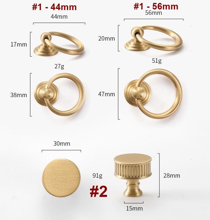 Neoclassical Cabinet Brushed Solid Brass Pulls Fluted Detailing Polished Finish Kitchen Dresser Wardrobe Bathroom Furniture Handles Knobs