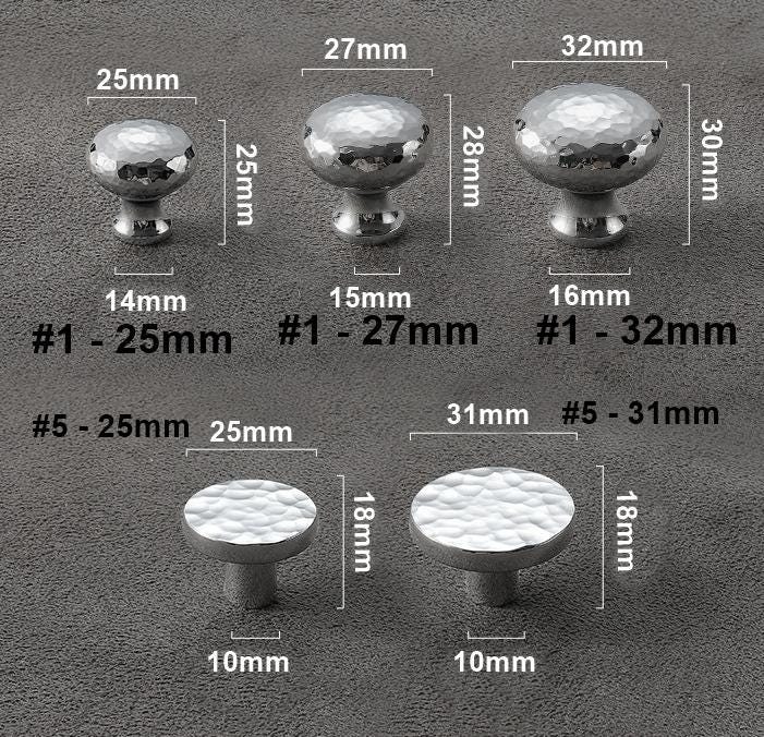 Hammered Chrome Cabinet Solid Brass Handles Knobs Set Modern Kitchen Drawer Furniture Polished Silver Loft Style With Ball And Bar Design