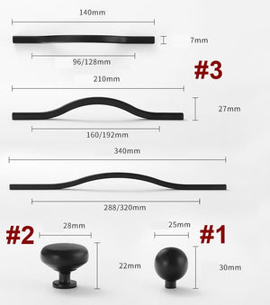 Alloy Minimalist Cabinet Pulls & Knobs - Black Finish for Cabinets - #2 Black / 1pc
