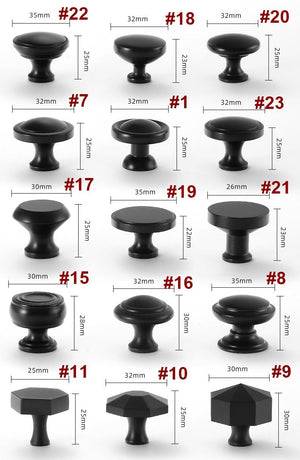 Solid Brass Geometric Cabinet Pulls & Knobs - Black Finish Hardware - #3 / 1pc
