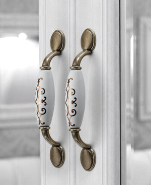 Ceramic Cabinet Pulls & Knobs - Antique Bronze Finish for Cabinets - #5 - 76mm / 1pc