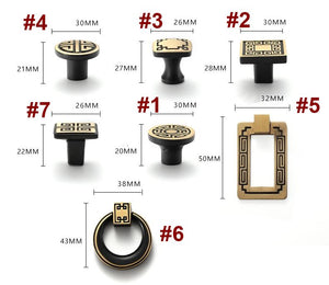 Solid Brass Square Cabinet Pulls & Knobs - Brushed Gold Finish - #1 Round Coffee / 1pc