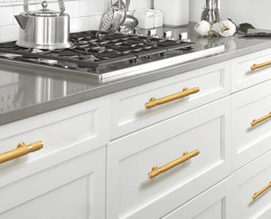 Solid Brass Knurled Cabinet Pulls & Knobs - Brushed Gold Finish - view 7