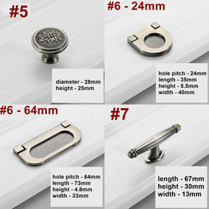 Alloy Neoclassical Cabinet Pulls & Knobs - Antique Bronze Finish - #3 / 1pc
