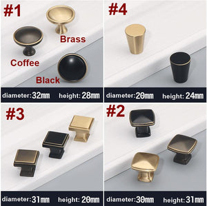 Solid Brass Square Cabinet Pulls & Knobs - Black Finish Hardware - #1 Coffee / 1pc