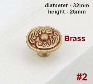 Solid Brass Round Cabinet Pulls & Knobs - Black Finish for Cabinets - #1 Round Coffee / 1pc